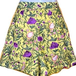 Anthropologie La Fuori Embroidered Yellow Shorts